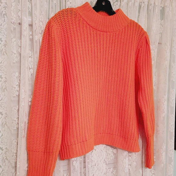Sincerely Ours Chunky Knit Sweater Women's Size M Orange - Picture 6 of 7